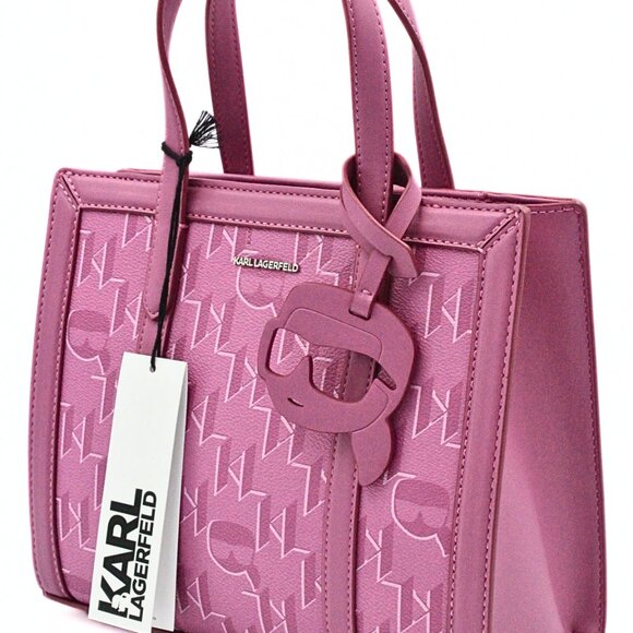 Karl Lagerfeld Interstellar K/Ikonik Pink Leather Tote Handbag - Picture 6 of 16
